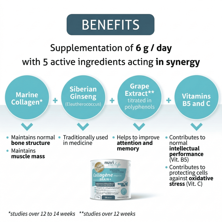 Marine collagen - Memory and concentration - Omega-3 DHA Plant-based