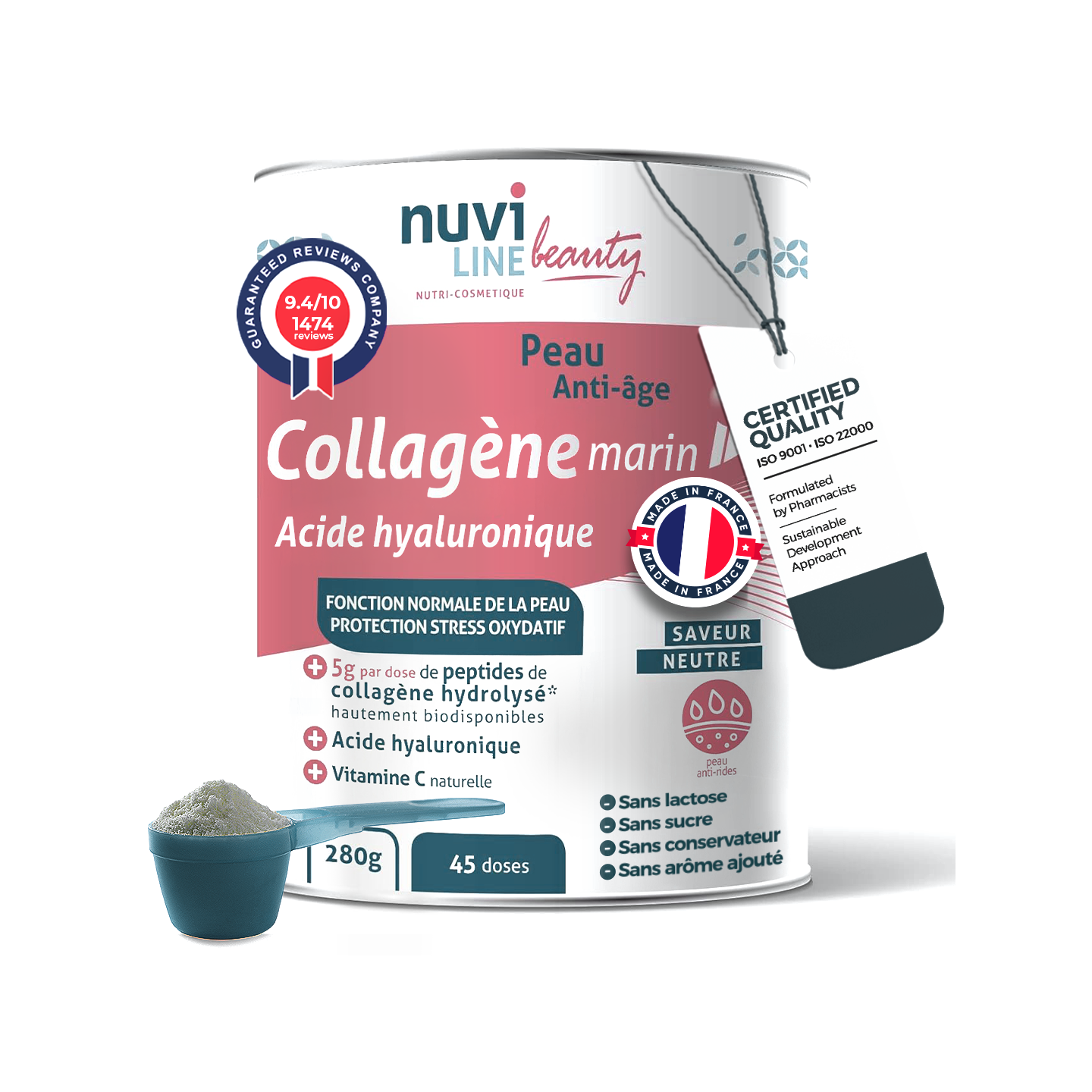 Marine collagen for the skin with hyaluronic acid and vitamin C