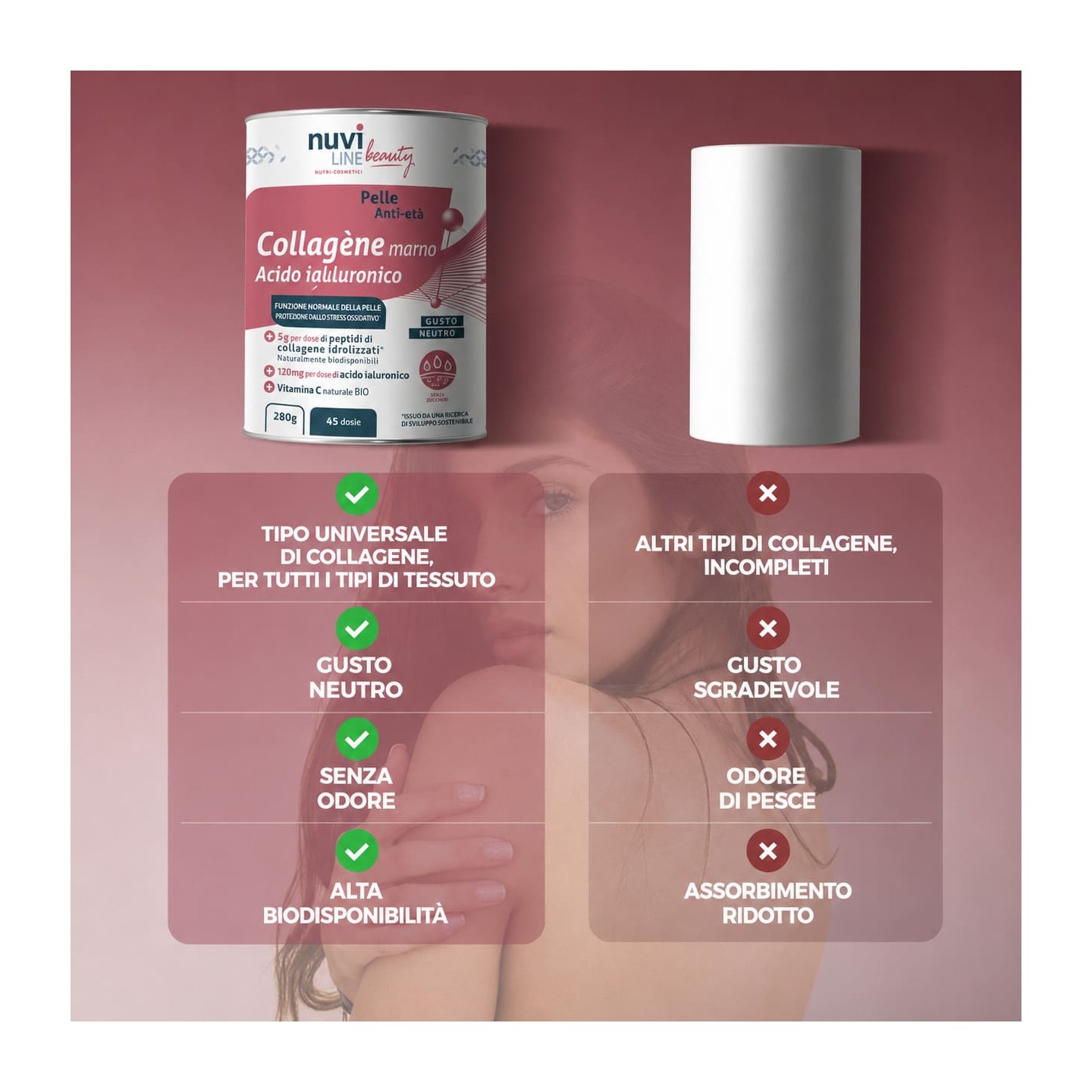 Marine collagen for the skin with hyaluronic acid and vitamin C